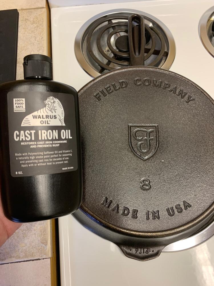 WALRUS OIL - Cast Iron Oil, for Restoring, Seasoning, and Maintaining Cast  Iron Cookware. 100% Vegan, 8 oz Bottle