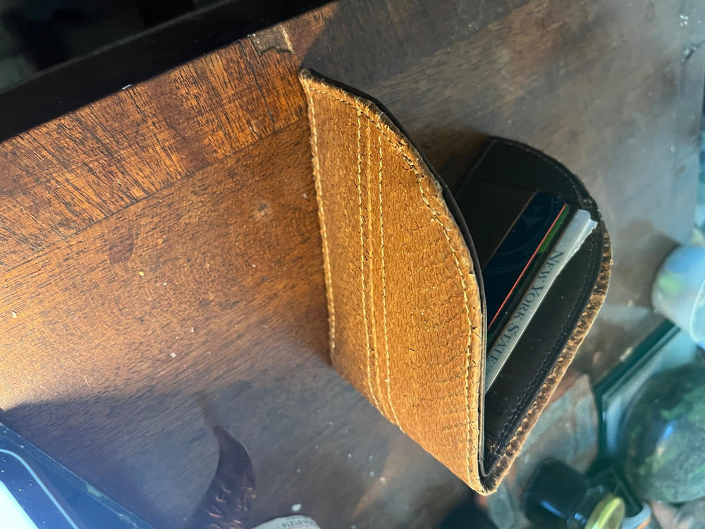 Rogue Front Pocket Wallet in Salmon Leather - Customer Photo From Andrew Fetherston