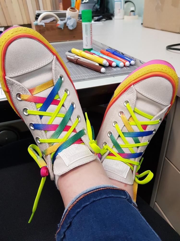 Canvas Rainbow Flat Laces - Customer Photo From Amy