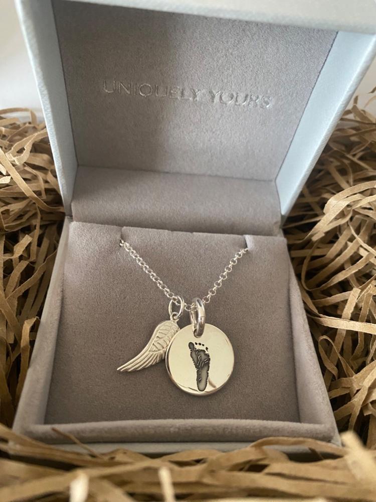 Handprint Or Footprint Necklace With Angel Wing - Customer Photo From Emma Taylor