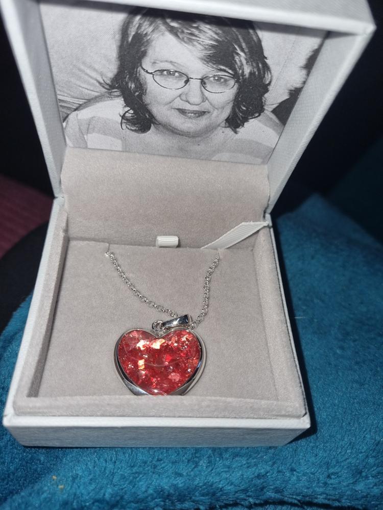 Memorial Ashes Large Heart Necklace - Customer Photo From Emma Hopgood