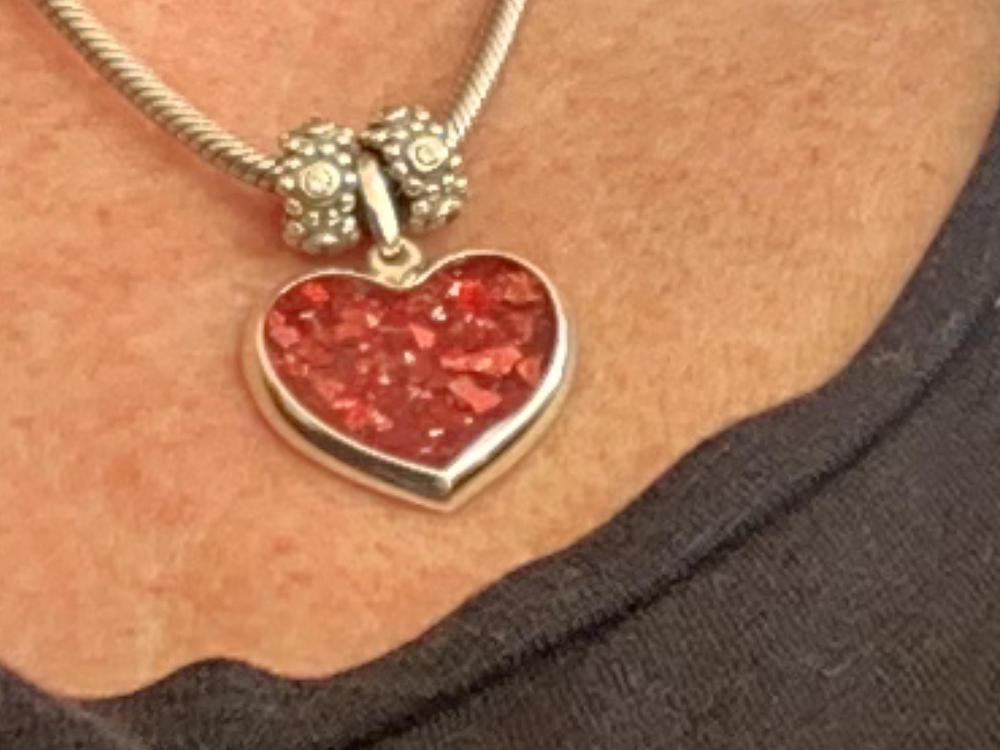 Memorial Ashes Large Heart Necklace - Customer Photo From Deborah Hopkins
