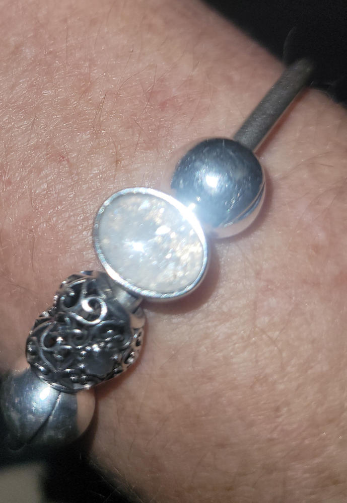 Memorial Ashes Oval Cremation Charm Bead - Customer Photo From Jacqueline Joseph