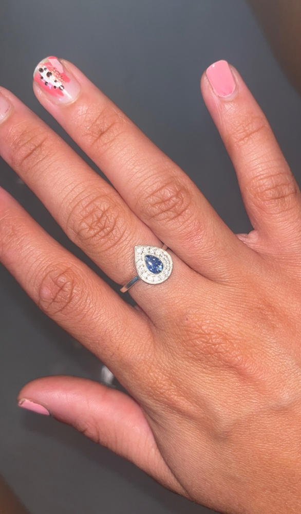 Memorial Ashes Teardrop Sparkle Ring - Customer Photo From Emily Lashley