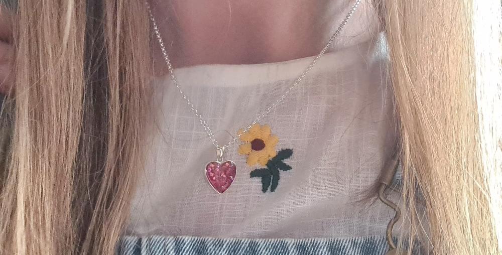 Cremation Ashes Small Heart Necklace - Customer Photo From Rebecca Goodwin 