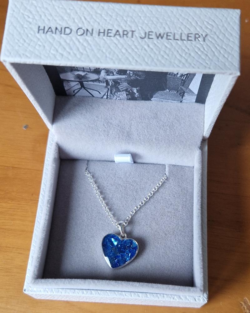 Cremation Ashes Small Heart Necklace - Customer Photo From Julie Legg