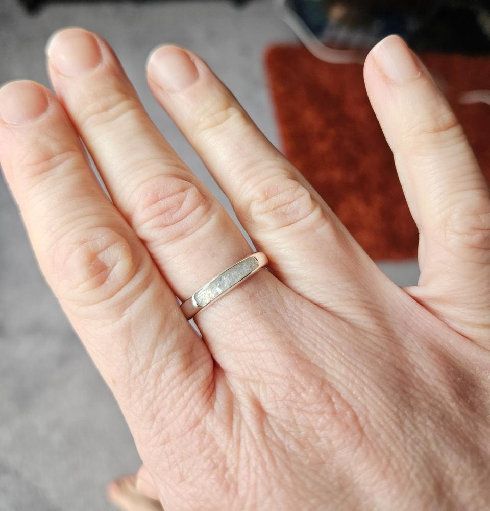 Womens Cremation Ashes Ring Band - Customer Photo From Michelle Stevens