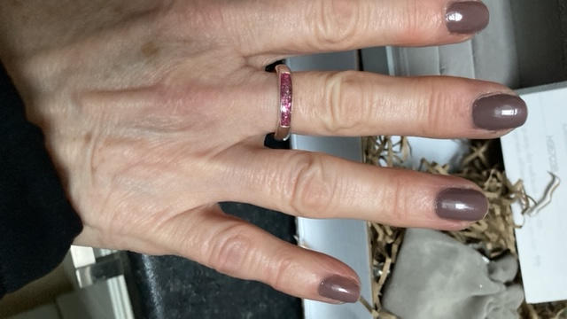 Womens Cremation Ashes Ring Band - Customer Photo From TRACY DUNHAM