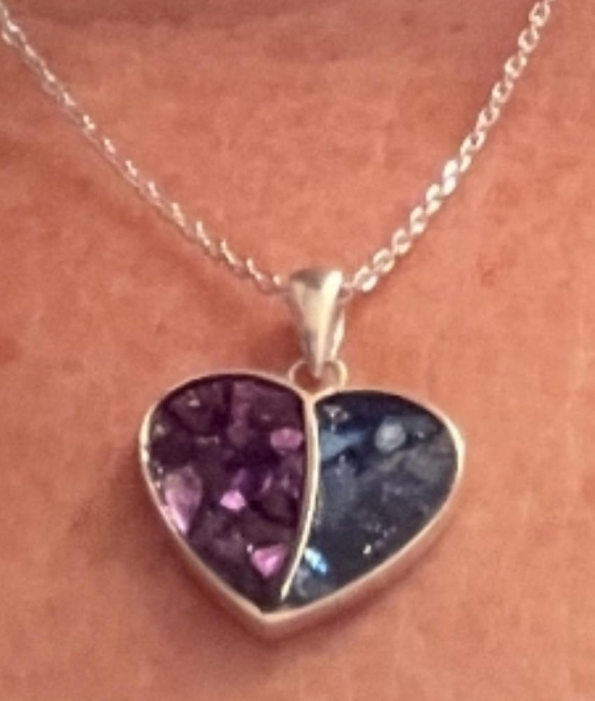 Cremation Ashes Double Heart Necklace - Customer Photo From Jo Tuckwood