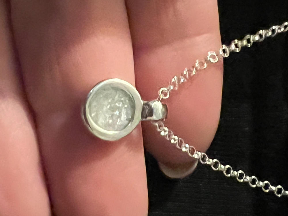 Cremation Ashes Small Round Necklace - Customer Photo From Rachel Friend
