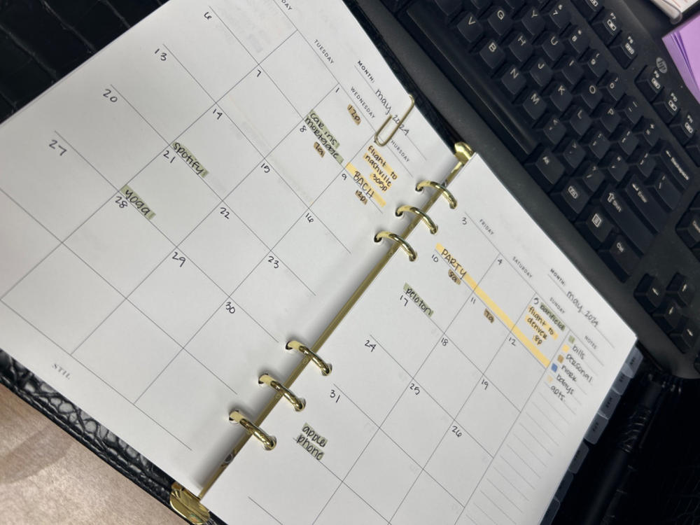 Monthly Calendar Insert (6-Ring) - Customer Photo From ashlee kim