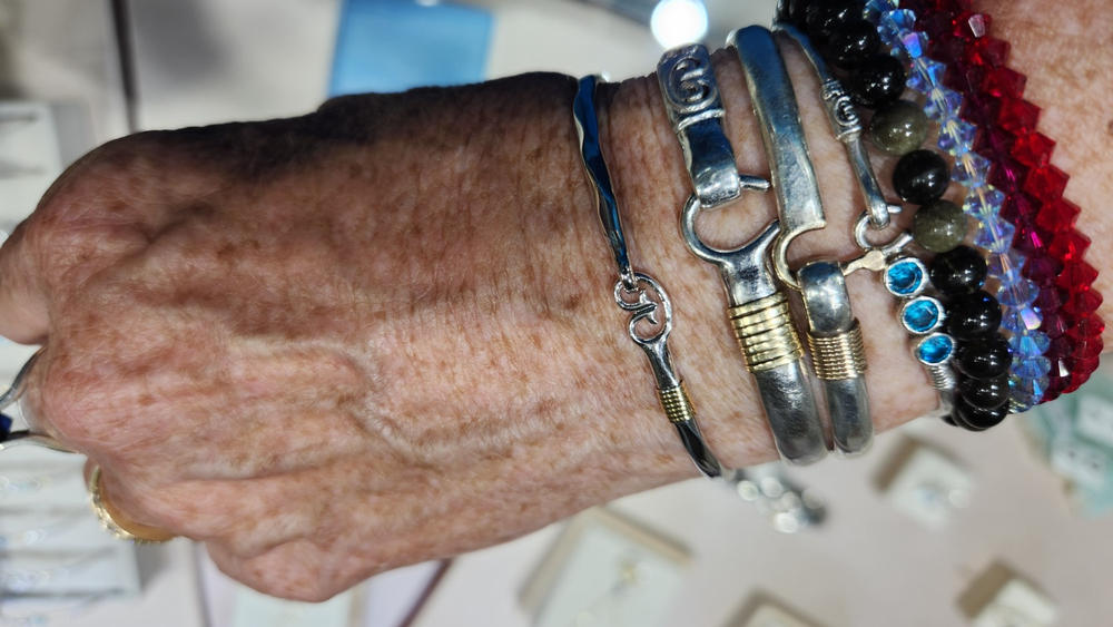 St. John Hook Bracelet with Rectangular Stone, 2mm - London Blue Topaz - Customer Photo From Dennis Sommer