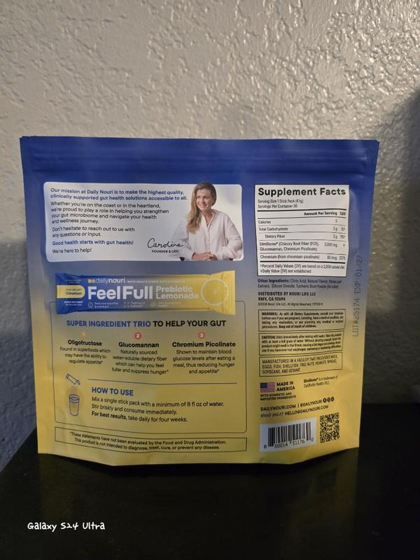 Daily Nouri FeelFull Prebiotic Lemonade Daily Fiber Drink Mix with Chromium - Customer Photo From michaelo39