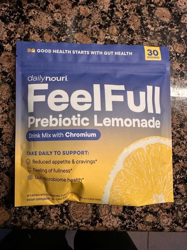 Daily Nouri FeelFull Prebiotic Lemonade Daily Fiber Drink Mix with Chromium - Customer Photo From zohaibt