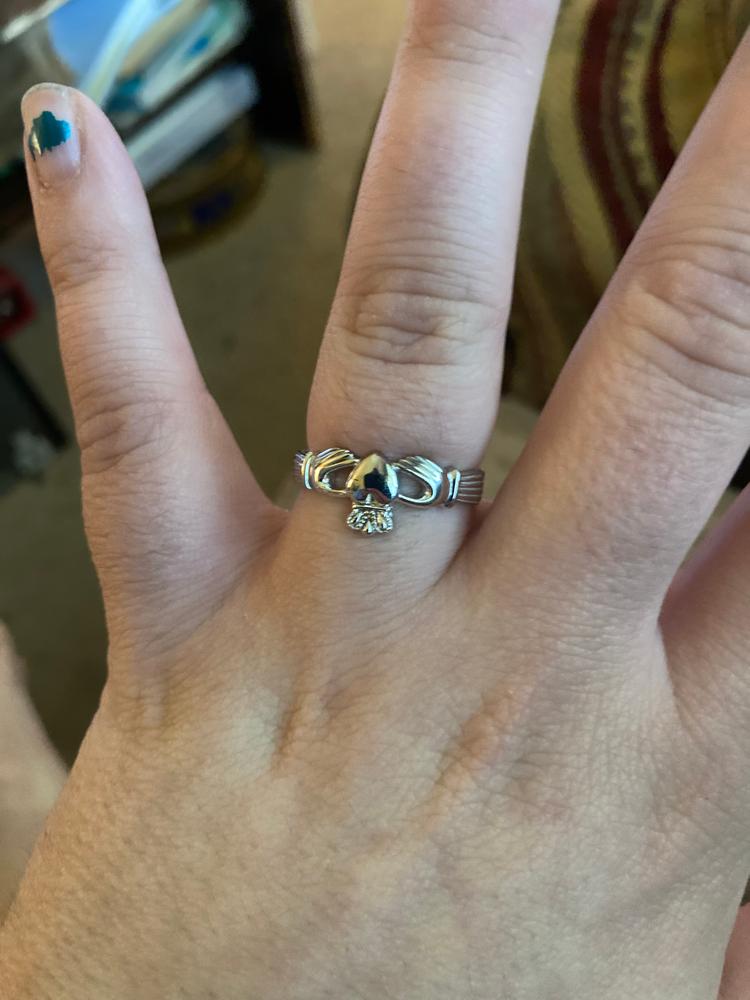 Claddagh Ring Sterling Silver Made in Ireland Twist On the Traditional Claddagh With a Braided Band Made By the Artisans At Solvar in Co. Dublin - Customer Photo From Brittany Thompson