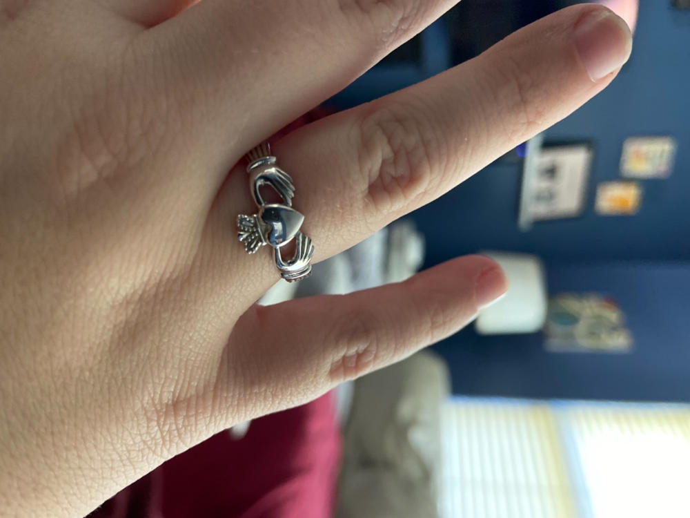Claddagh Ring Sterling Silver Made in Ireland Twist On the Traditional Claddagh With a Braided Band Made By the Artisans At Solvar in Co. Dublin - Customer Photo From Macie M.