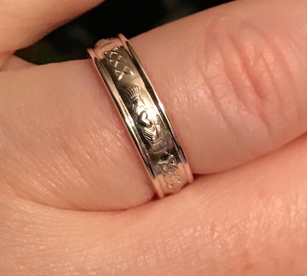 Ladies Claddagh Wedding Ring Narrow Silver Irish Made - Customer Photo From Patricia Cawley