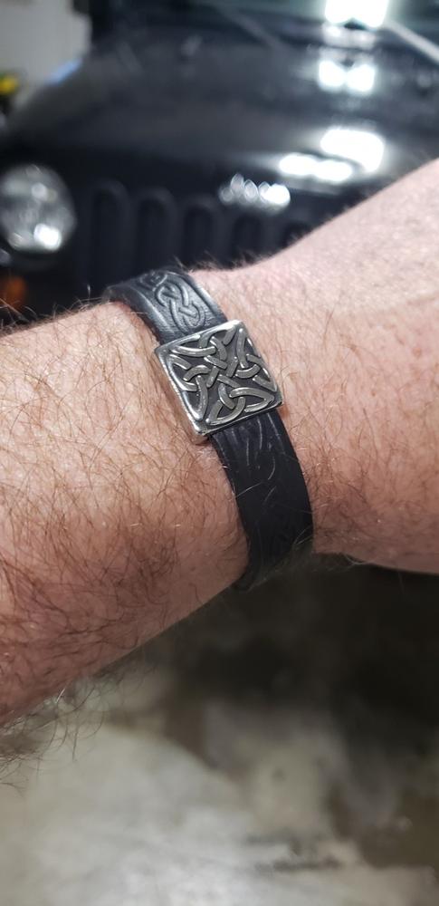 Biddy Murphy Irish Leather Bracelet Celtic Knot Charm Three Colors Unisex Made by Our Maker-Partner in Co. Cork - Customer Photo From Anonymous