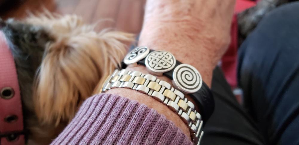 Irish Bracelet Leather Embossed Celtic Designs Unisex Made in Ireland - Customer Photo From Michele R.