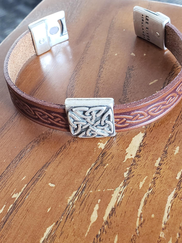 Irish Bracelet Leather Embossed Celtic Designs Unisex - Customer Photo From Alice Rodgers