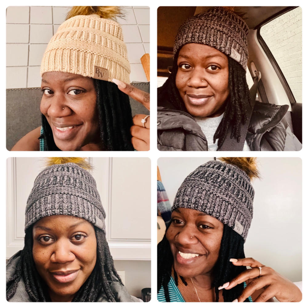 Winter Hat | Satin Lined | Detachable Pom Pom |  Charcoal Beanie - Customer Photo From Yaisa Criss-Greenwood