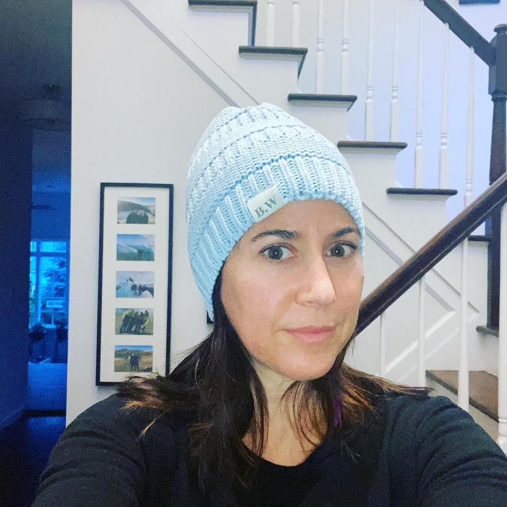 Winter Hat | Satin Lined | Natural Hair | Light Blue Beanie - Customer Photo From Danielle Pugliese