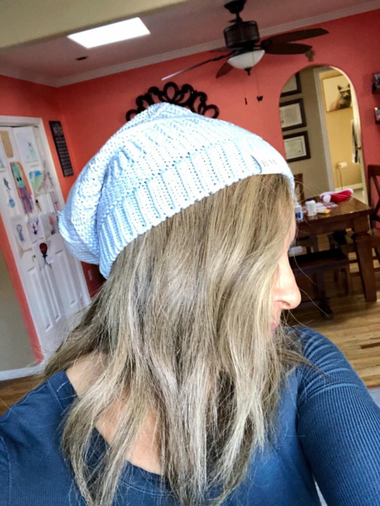 Winter Hat | Satin Lined | Natural Hair | Light Blue Beanie - Customer Photo From Patricia Jaime