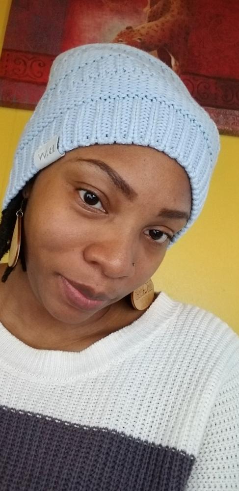 Winter Hat | Satin Lined | Natural Hair | Light Blue Beanie - Customer Photo From Mildred Willis