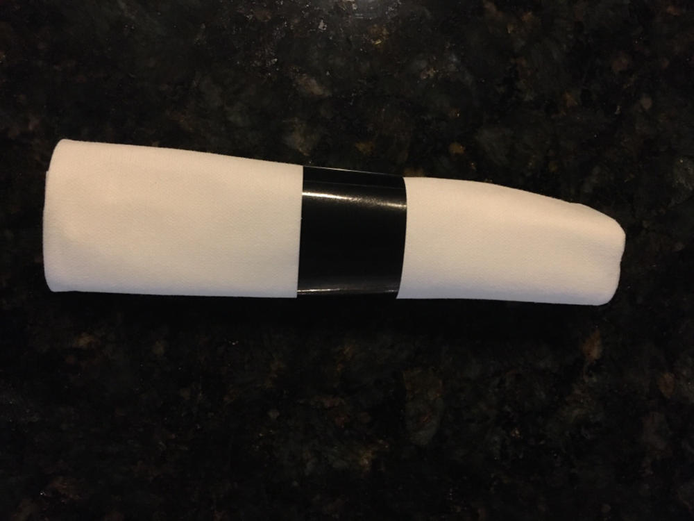 Silver Plastic Cutlery in White Napkin Rolls Set - 10 Napkins, 10 Forks, 10 Knives, 10 Spoons and 10 Paper Rings - Customer Photo From Anonymous