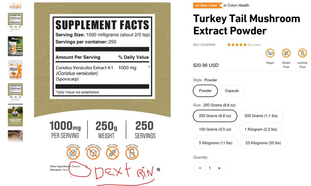 Turkey Tail Mushroom Extract Powder - Customer Photo From Ruth Butler