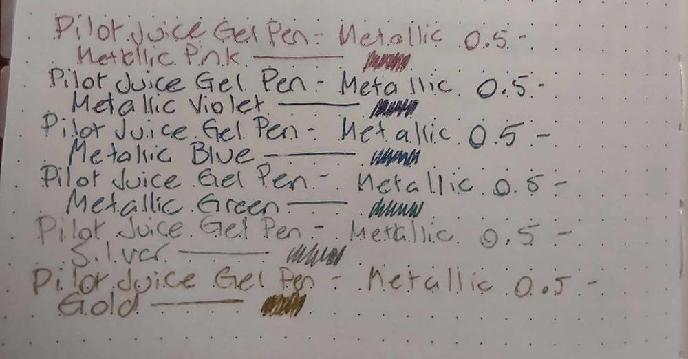 Pilot Juice Gel Pen - 6 Metallic Color Set - 0.5 mm - Customer Photo From Theresa Davis