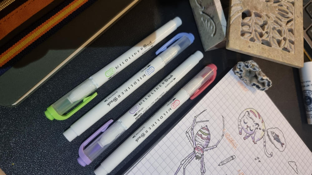 Zebra Mildliner Double-Sided Brush Pen - Fine Bullet Tip/Brush Tip - 5 Colour Set - Customer Photo From Jonathan Gonsalvez