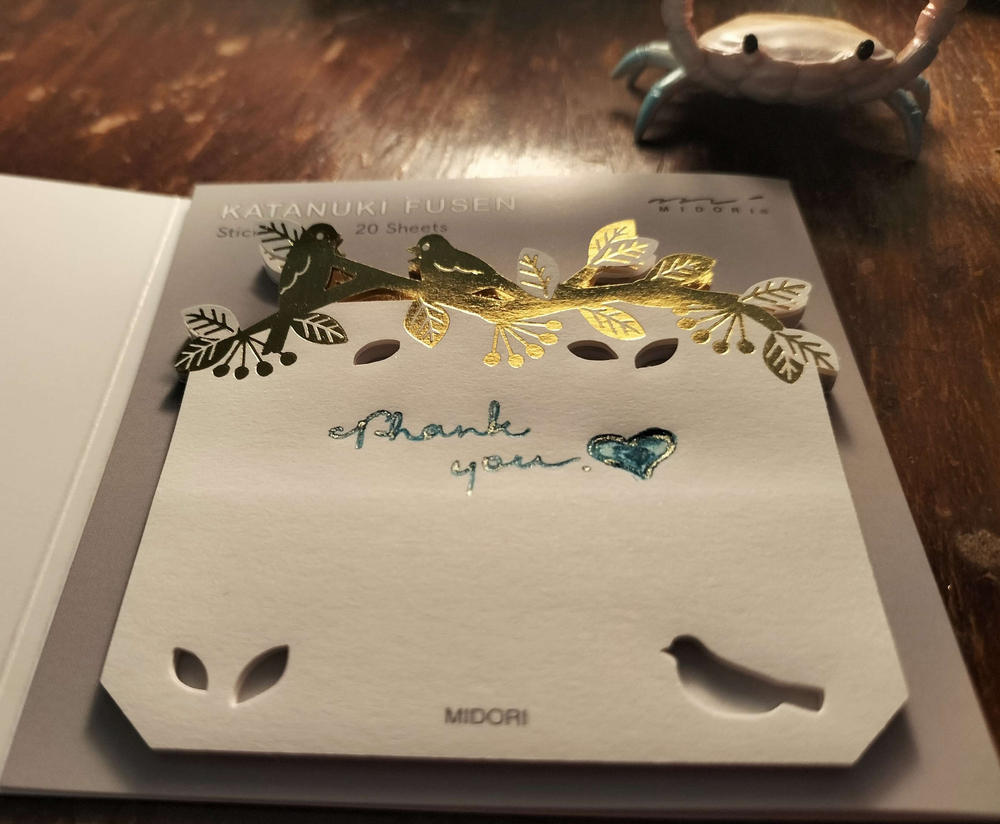 Midori Sticky Notes - Die Cut - Gold Foil - Bird - Customer Photo From Kelly Martin