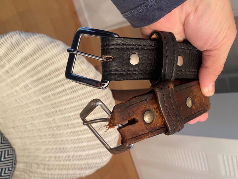 Shrunken Bison Leather Belt