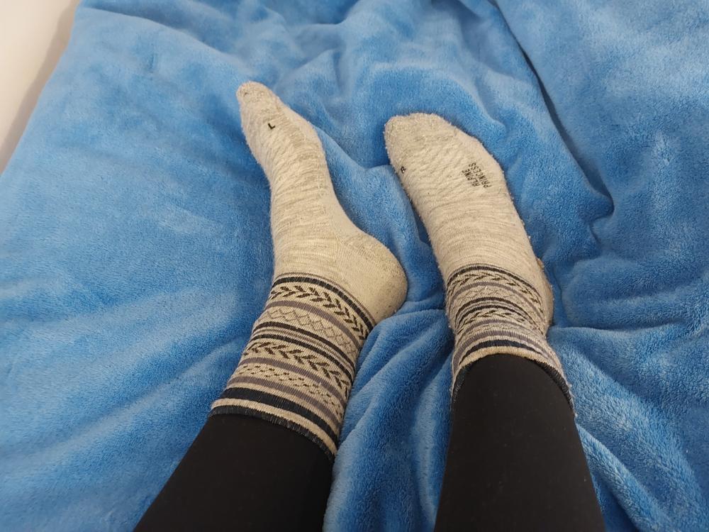 Abisko podložene pohodniške merino nogavice - Arctic Blue - Customer Photo From Helena 