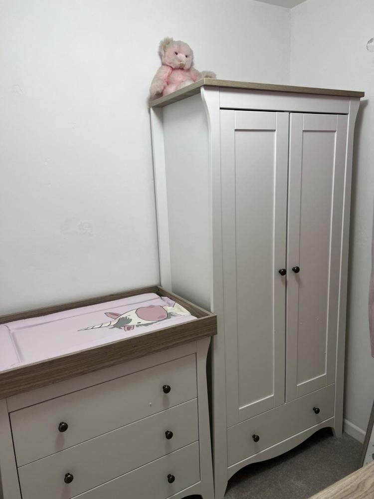 Clara 3 Piece Nursery Furniture Set (Cot Bed, Wardrobe & Dresser) - White & Ash - Customer Photo From Anonymous