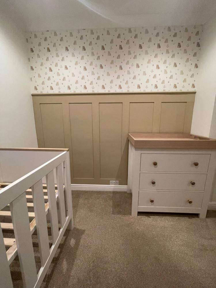 Luna 2 Piece Nursery Furniture Set (Cot Bed & Dresser) - White & Oak - Customer Photo From Anonymous