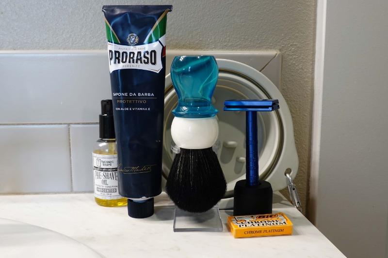 WCS Two-Tone Tall Synthetic Shaving Brush, Blue & White - Customer Photo From Thom Iverson