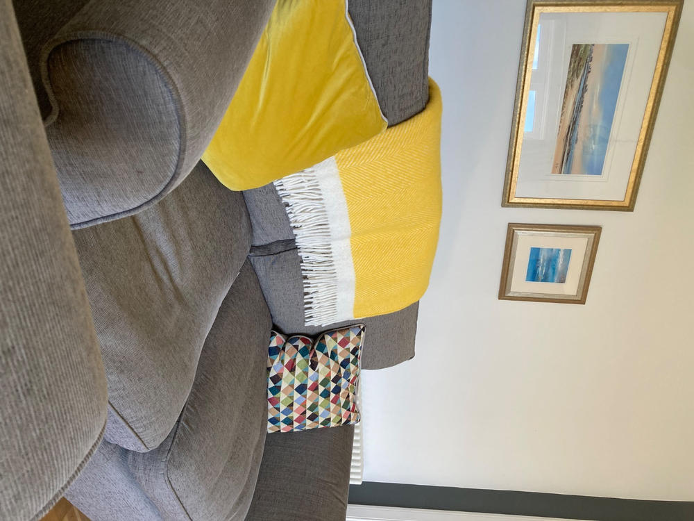 Yellow Herringbone Wool Blanket - Customer Photo From Caroline Brodie