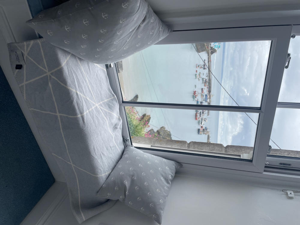 Coastal Grey Portolan Recycled Cotton Blanket - Customer Photo From Lou Dyer