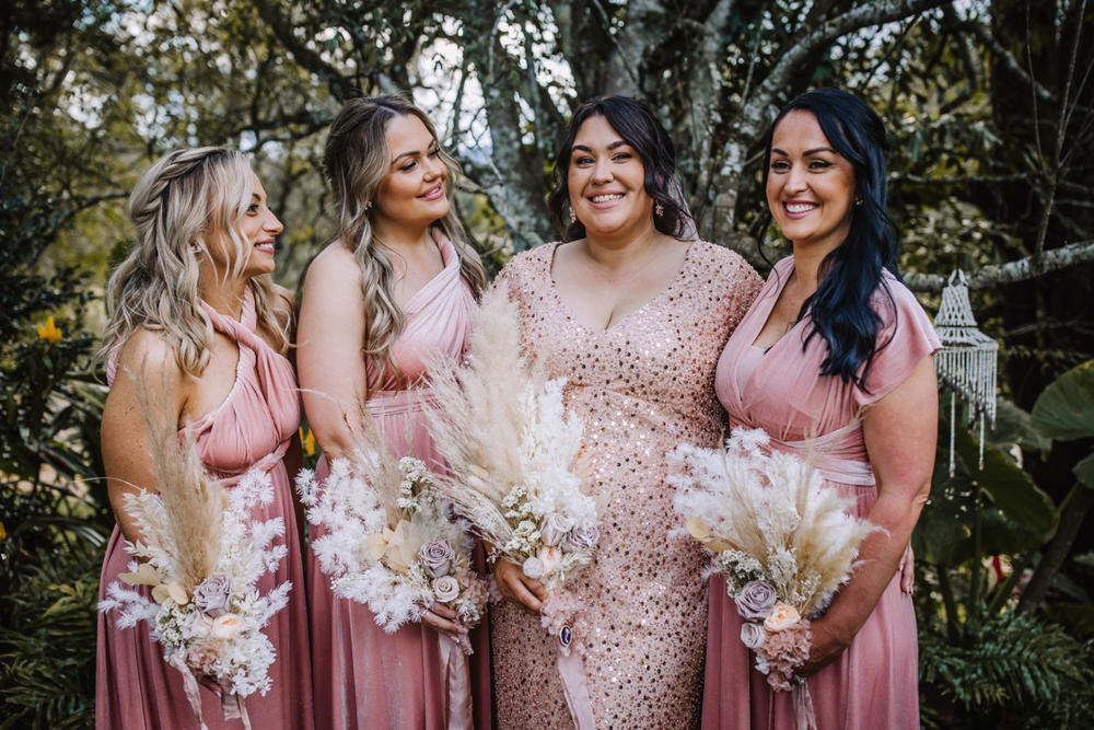 Blush velvet bridesmaid outlet dresses