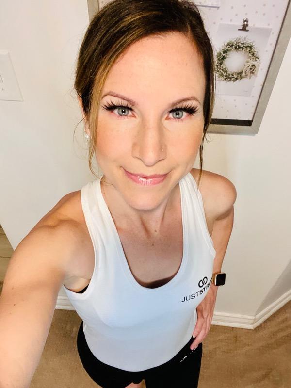 White Strapped Racerback Tank - Customer Photo From Amy Collins 