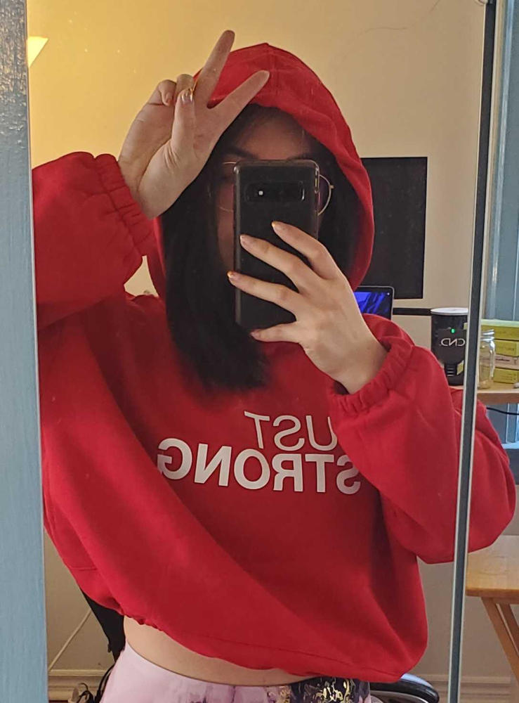 Fire Red Cropped Statement Hoodie - Customer Photo From Shirley Truong