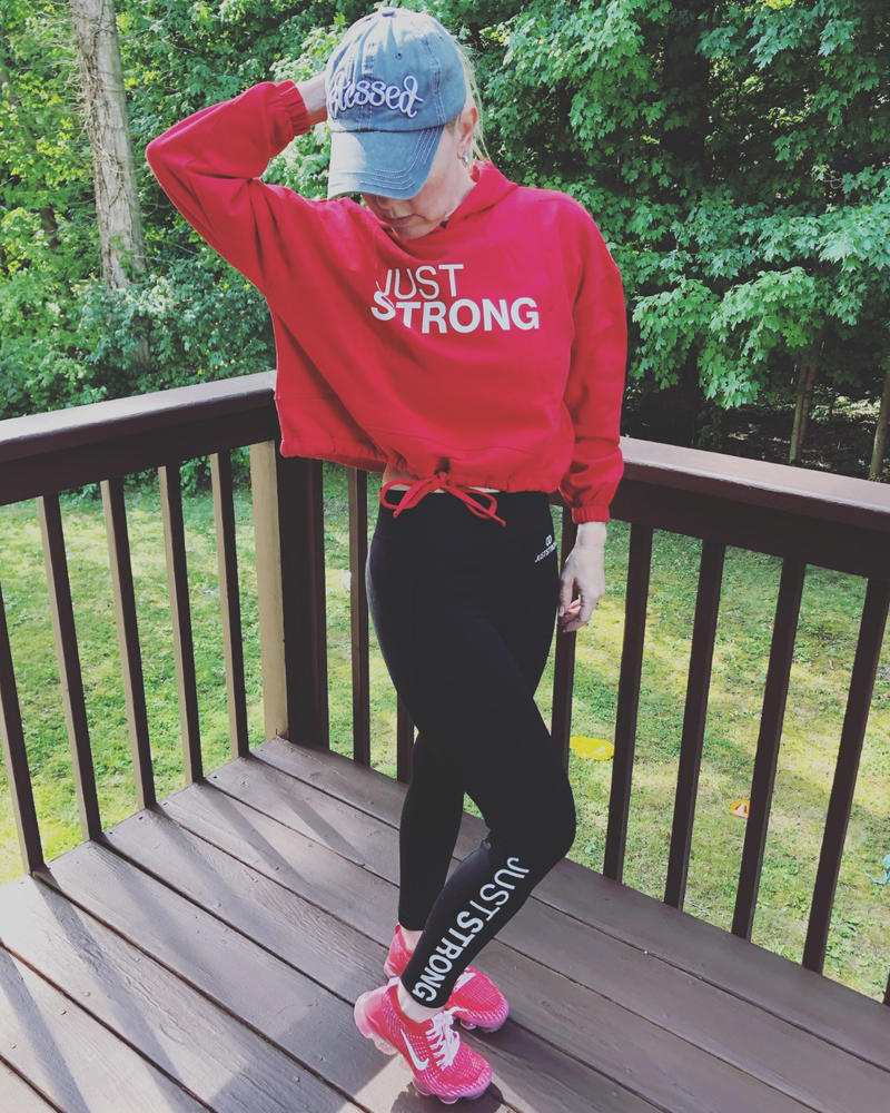 Fire Red Cropped Statement Hoodie - Customer Photo From Laura Benson