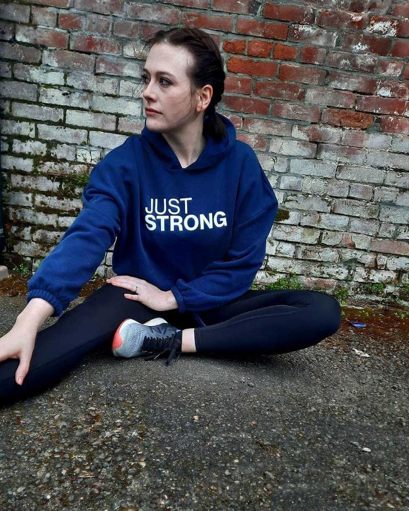 Navy Blue Cropped Statement Hoodie - Customer Photo From Kate smith