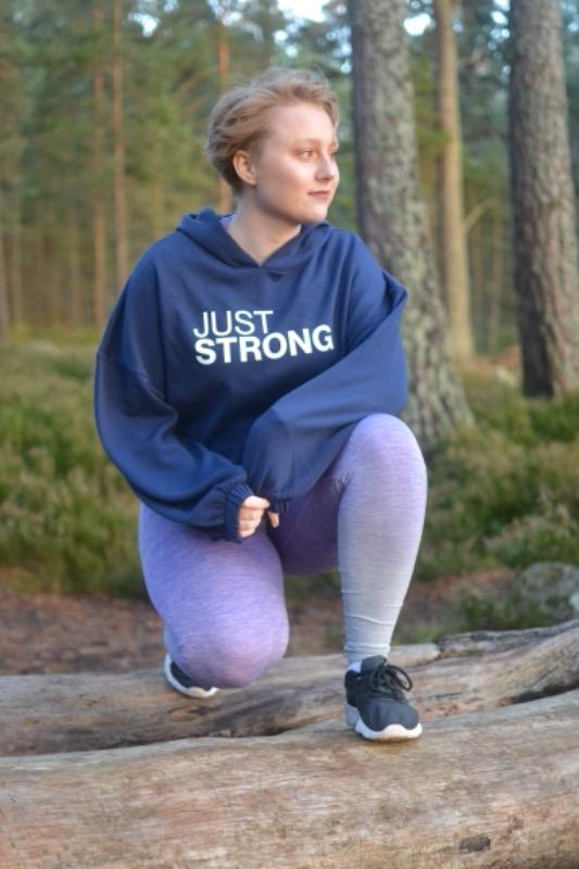 Navy Blue Cropped Statement Hoodie - Customer Photo From Claire Allan