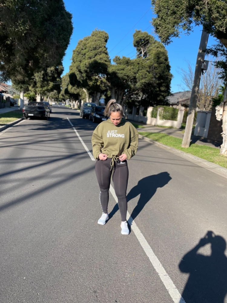 Olive Green Cropped Statement Hoodie - Customer Photo From Dedrie Willie