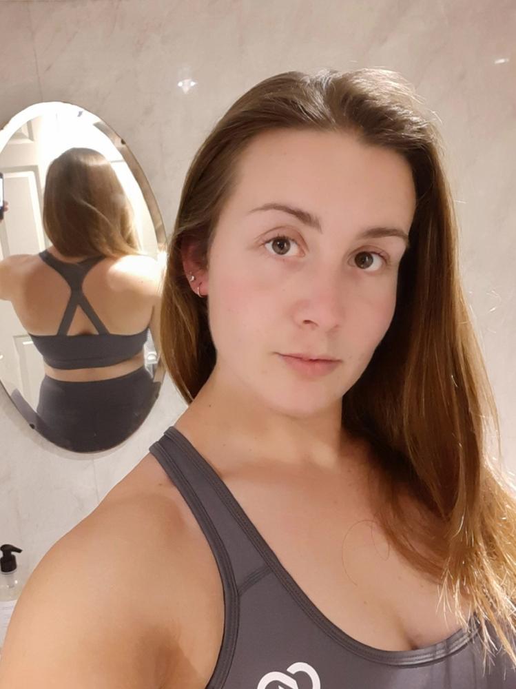 Grey Motion Emblem Sports Bra - Customer Photo From alicia horton