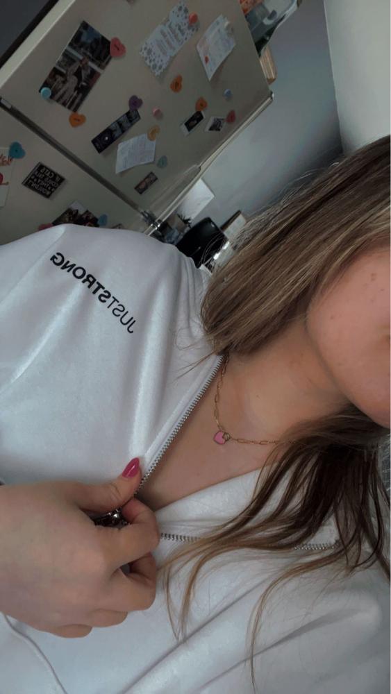 White 1/2 Zip Hoodie - Customer Photo From Erin Frederick