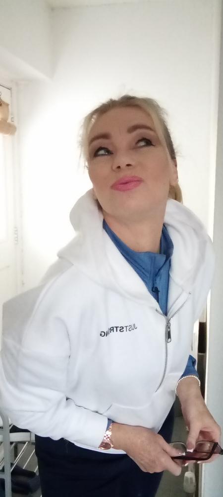 White 1/2 Zip Hoodie - Customer Photo From Lisa Rowe